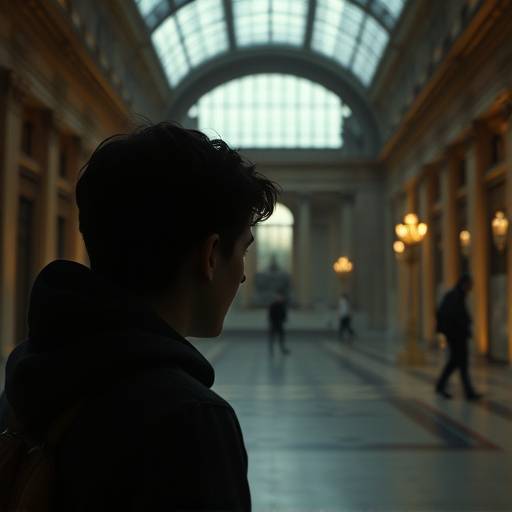 Scène du court-métrage étudiant 'Le Mystère du Louvre'
